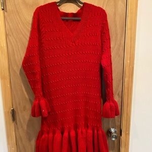 SHEIN Vibrant Red Long Sleeve Dress